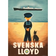 Vykort Svenska Lloyd pojke med hund